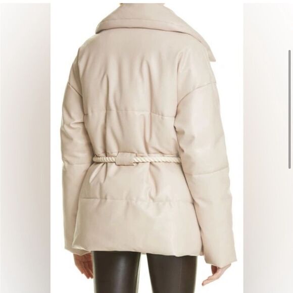 A.L.C. Liam Faux Leather Puffer Jacket Size Small in Fog Cream NEW with tags - Picture 3 of 16